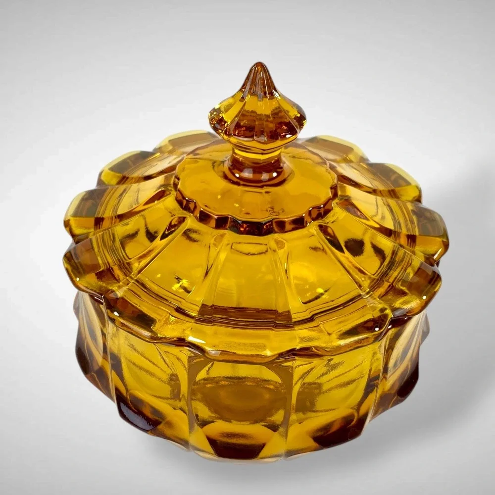 Fenton Valencia Amber Candy Box With Lid Vintage Glass 1969–1971 - Picture 4 of 8